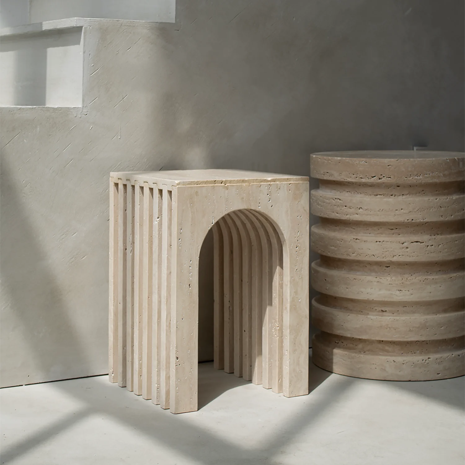 BALANCE TRAVERTINE SIDE TABLE - Image 7