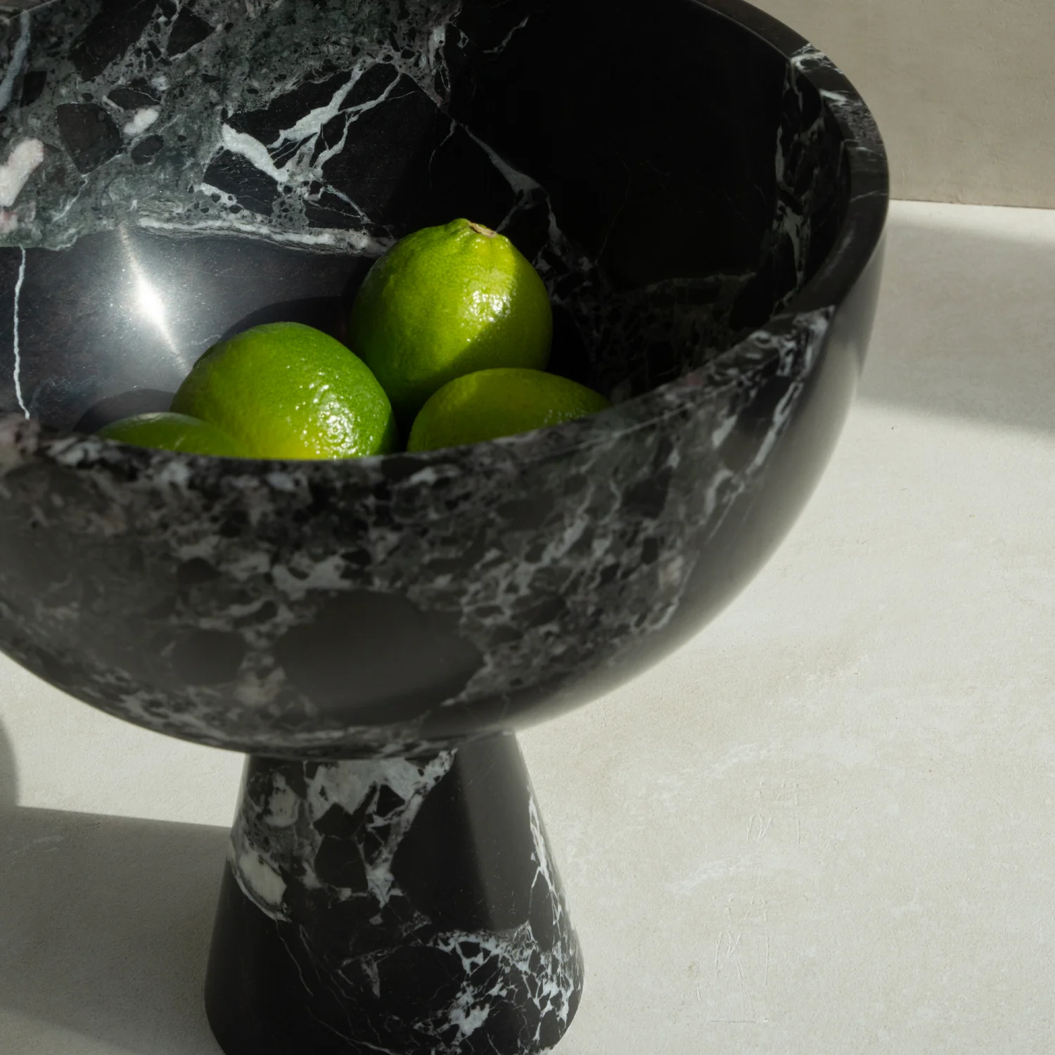 BLACK GREEN LEVANTO MARBLE PEDESTAL BOWL XL - Image 3