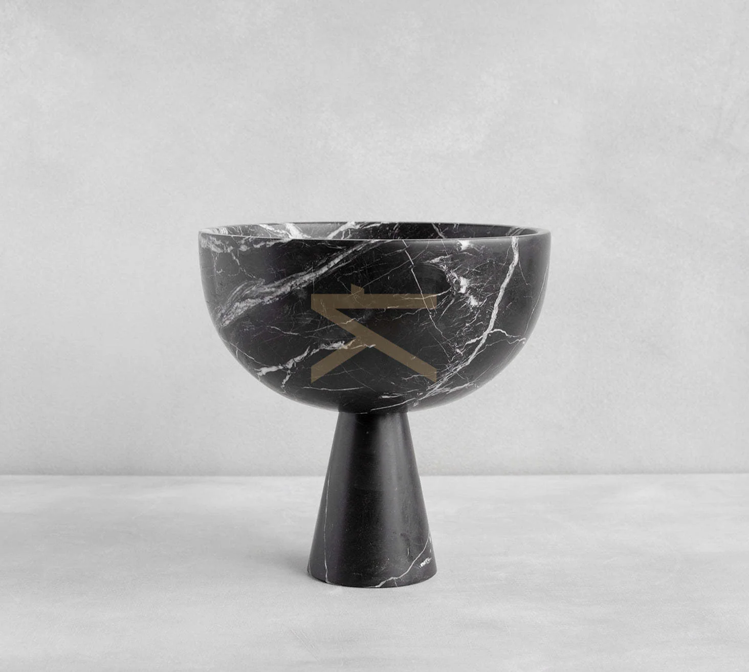 BLACK MARBLE PEDESTAL BOWL XL - Image 3