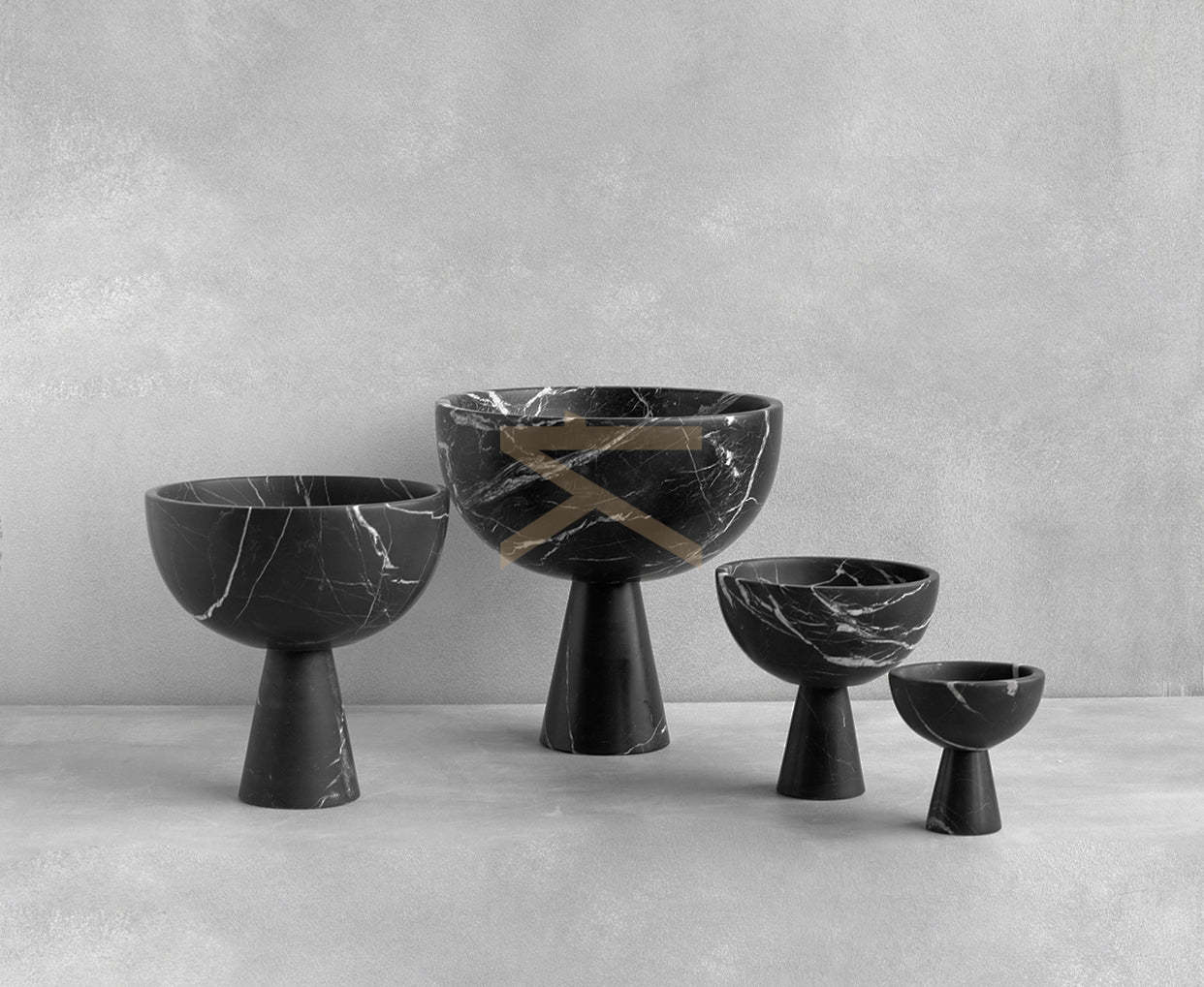 BLACK MARBLE PEDESTAL BOWL XL - Image 5