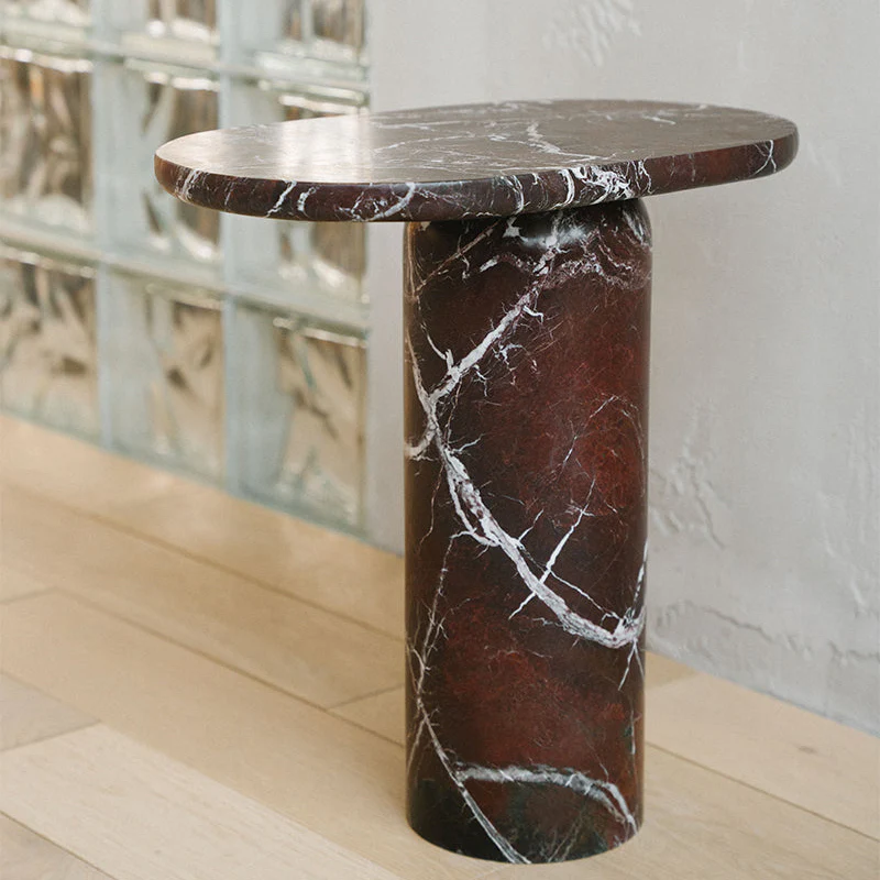 “BOLD” ROSSO LEVANTO MARBLE SIDE TABLE - Image 3