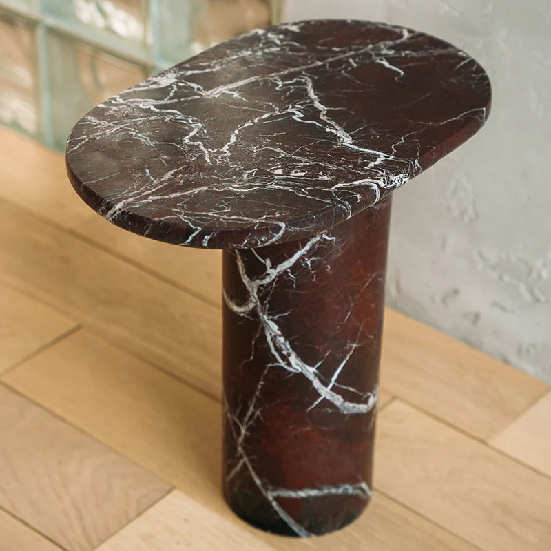 “BOLD” ROSSO LEVANTO MARBLE SIDE TABLE - Image 4