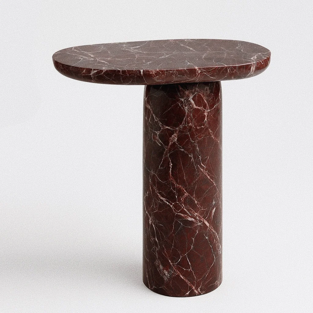 “BOLD” ROSSO LEVANTO MARBLE SIDE TABLE - Image 7