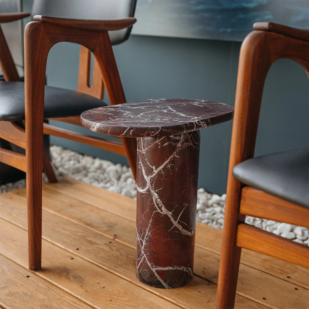 “BOLD” ROSSO LEVANTO MARBLE SIDE TABLE - Image 9