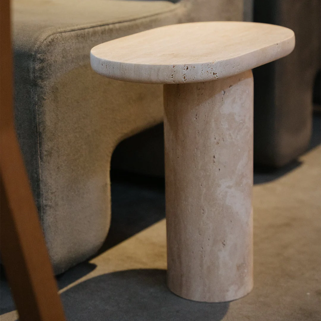 "BOLD" TRAVERTINE SIDE TABLE - Image 6