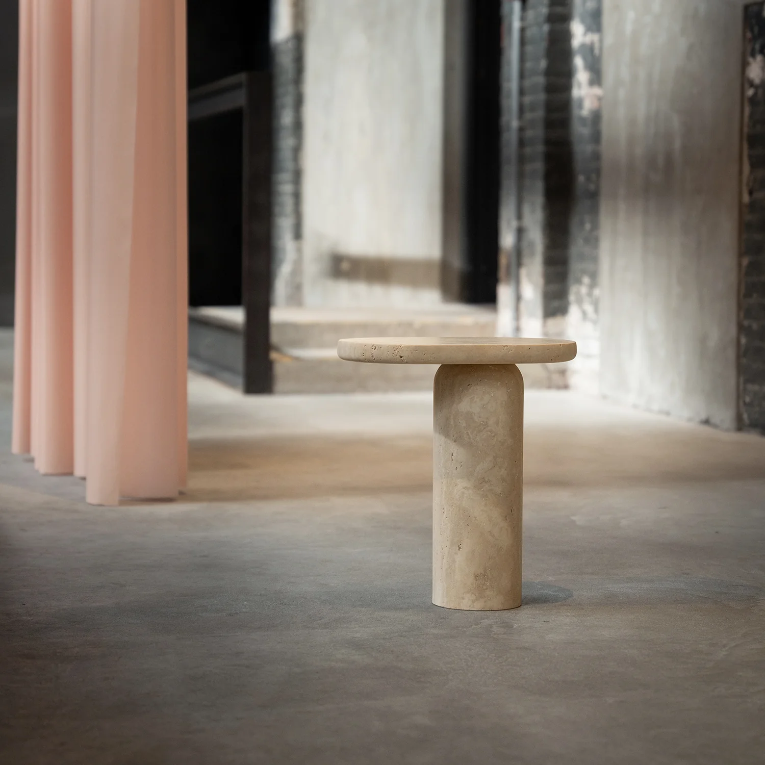 "BOLD" TRAVERTINE SIDE TABLE - Image 7