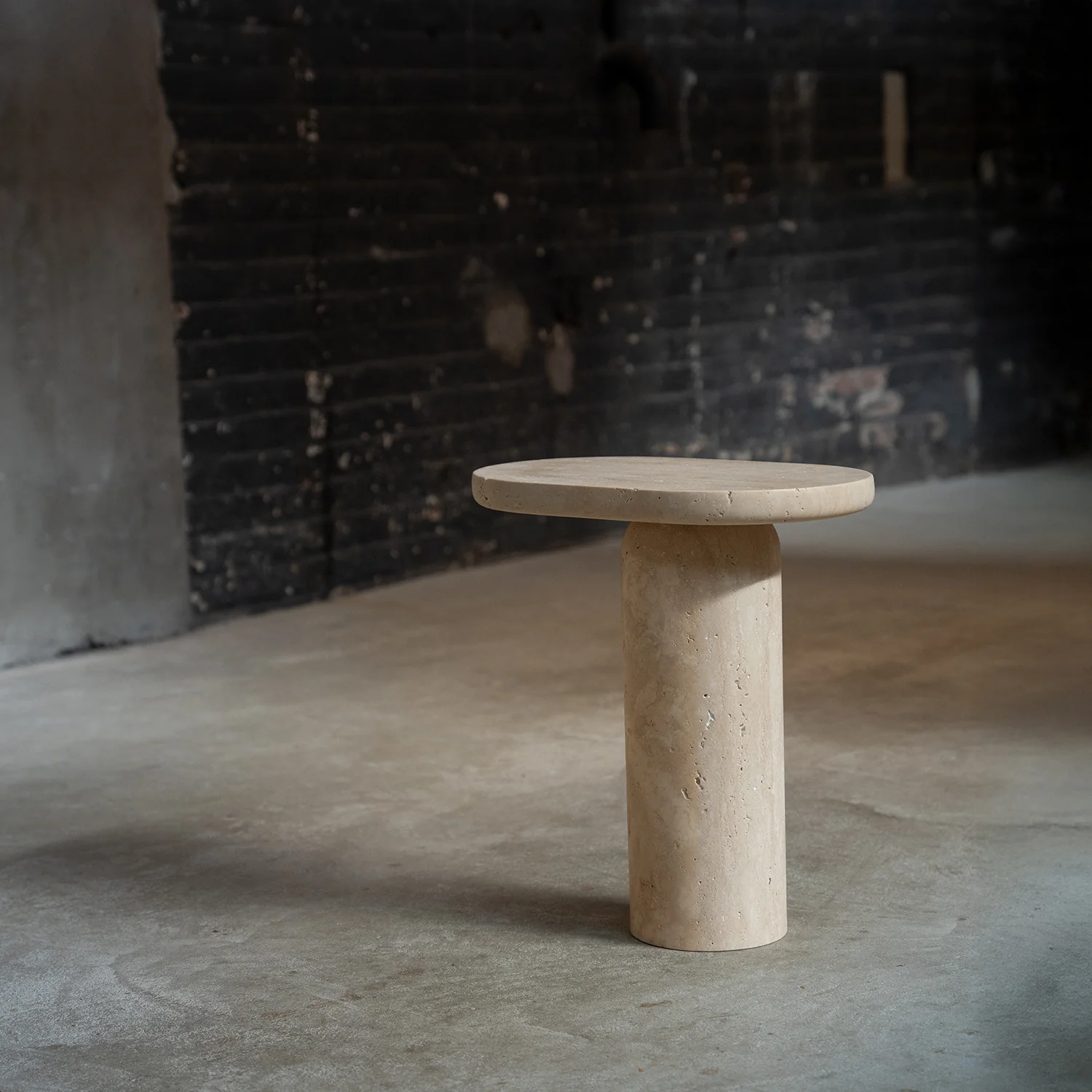 "BOLD" TRAVERTINE SIDE TABLE - Image 9