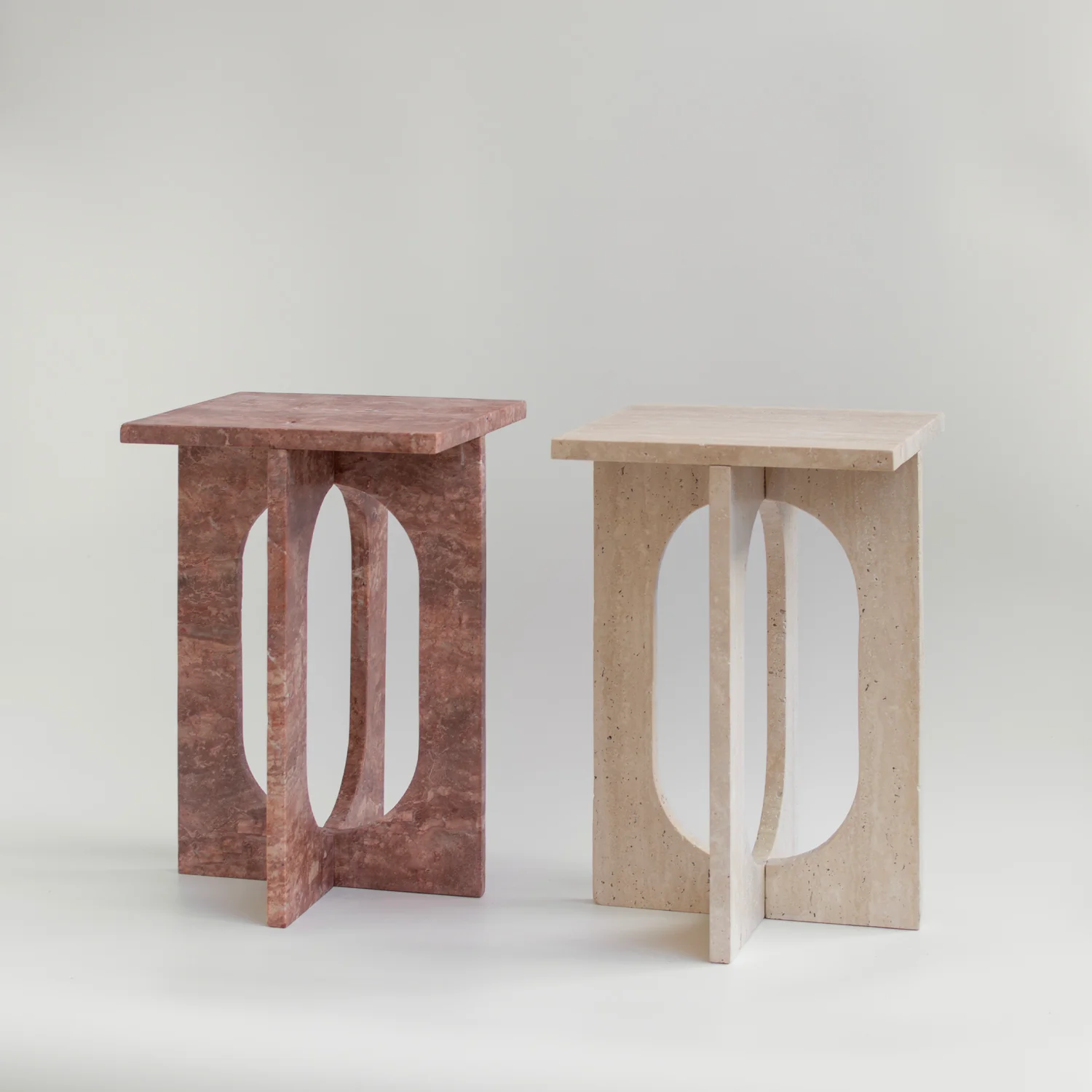 'BOND' SIDE TABLE - RED TRAVERTINE - Image 6