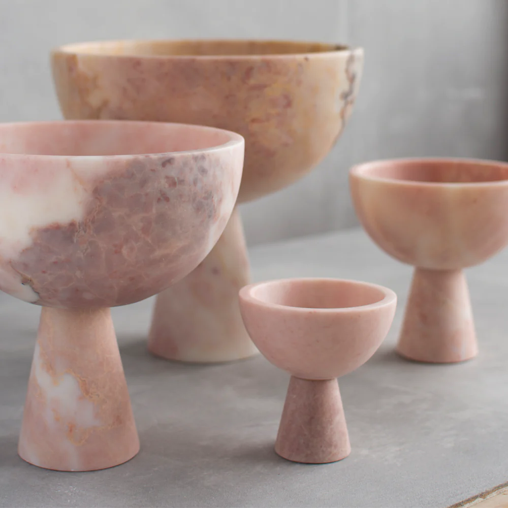 PINK MARBLE PEDESTAL BOWL XL - Image 3