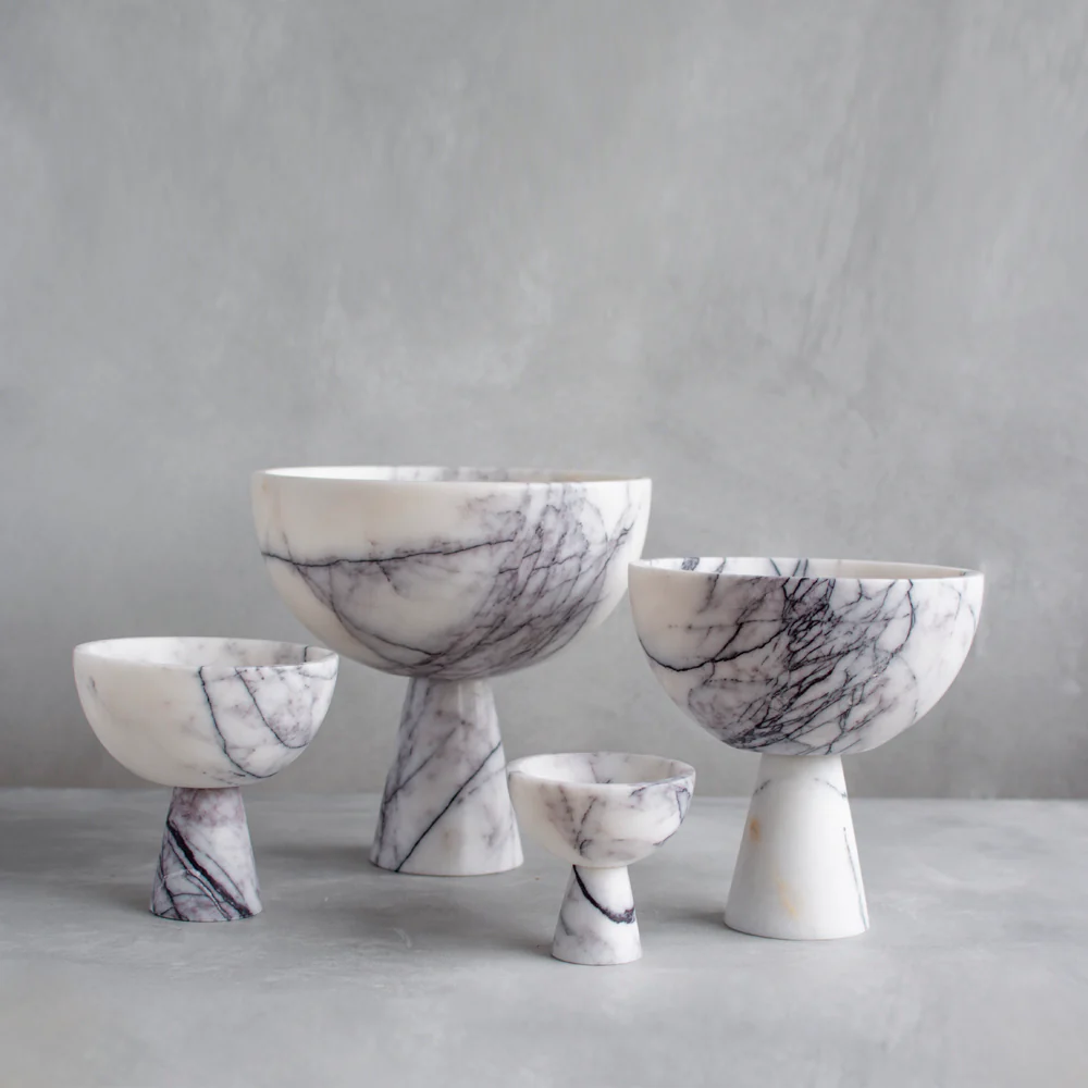 LILAC MARBLE PEDESTAL BOWL XL - Image 3