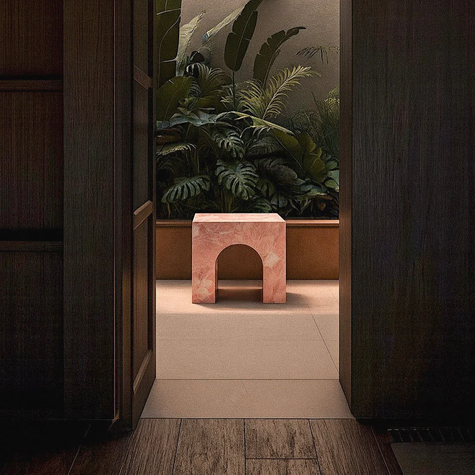 PINK MARBLE ARCH SIDE TABLE - Image 5