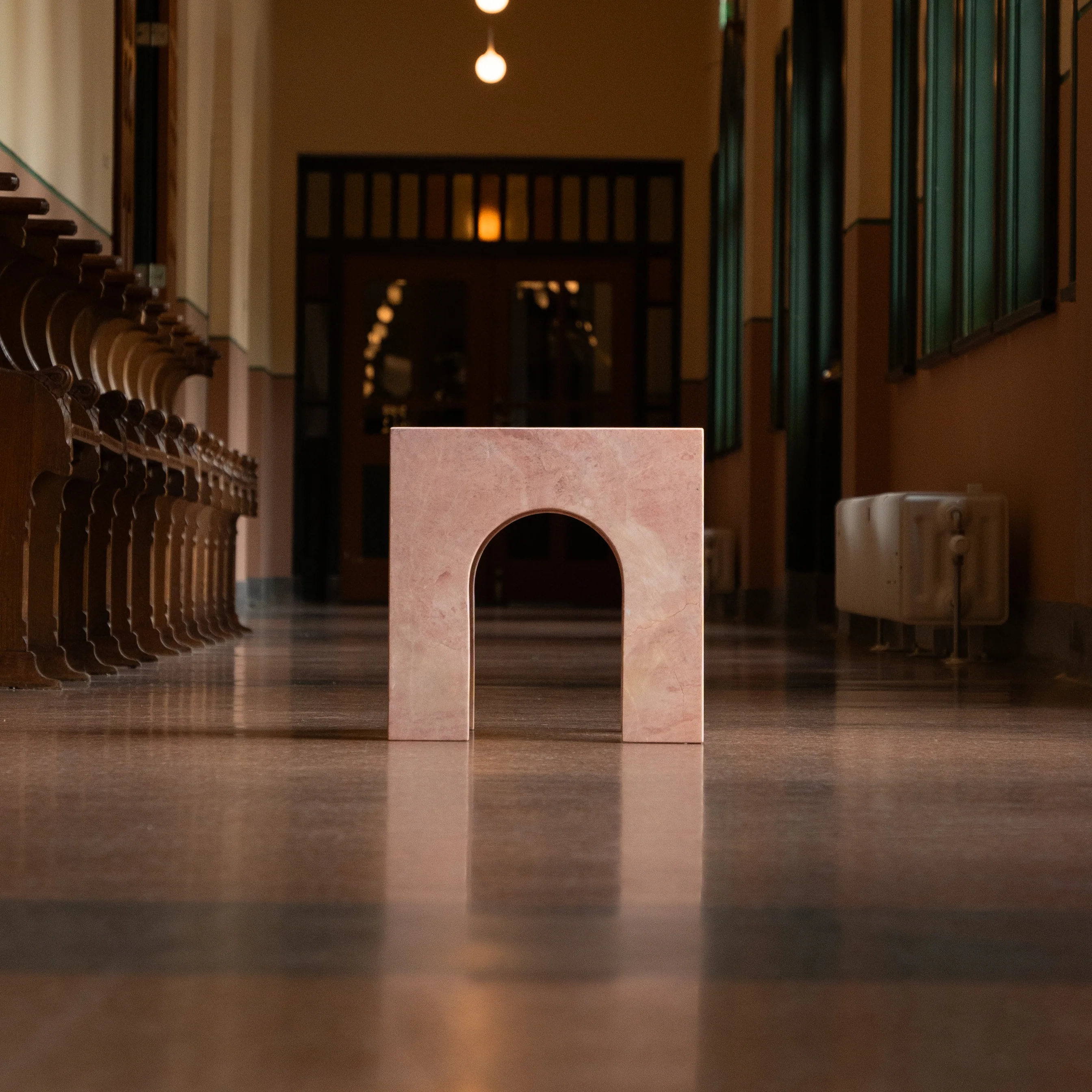 PINK MARBLE ARCH SIDE TABLE - Image 7