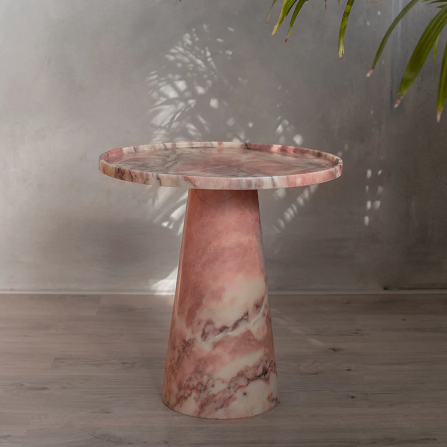 PINK MARBLE CONE SIDE TABLE - Image 5