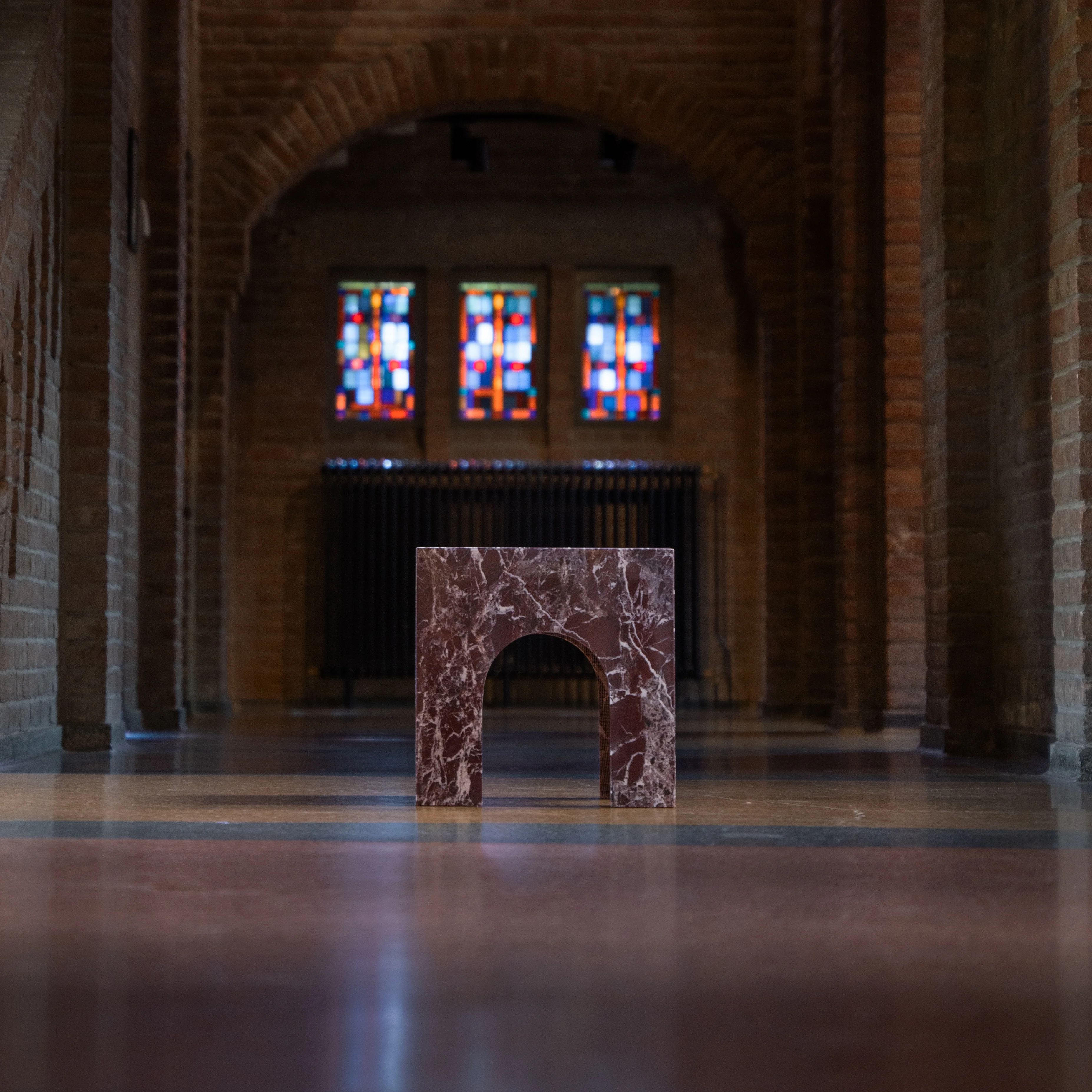 Rosso Levanto Marble Arch Side Table | SAMPLE SALE - Image 9