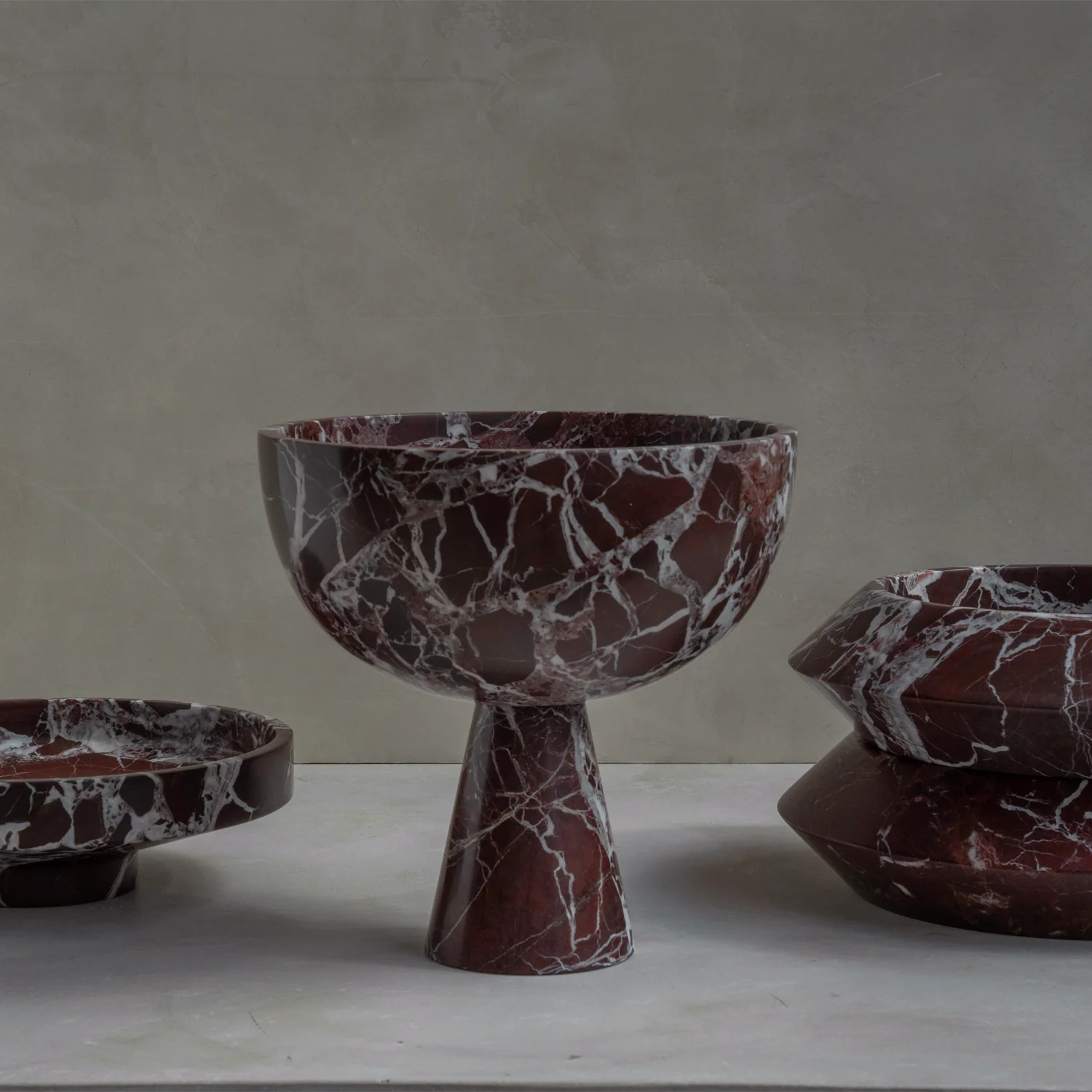 ROSSO LEVANTO MARBLE PEDESTAL BOWL XL - Image 7