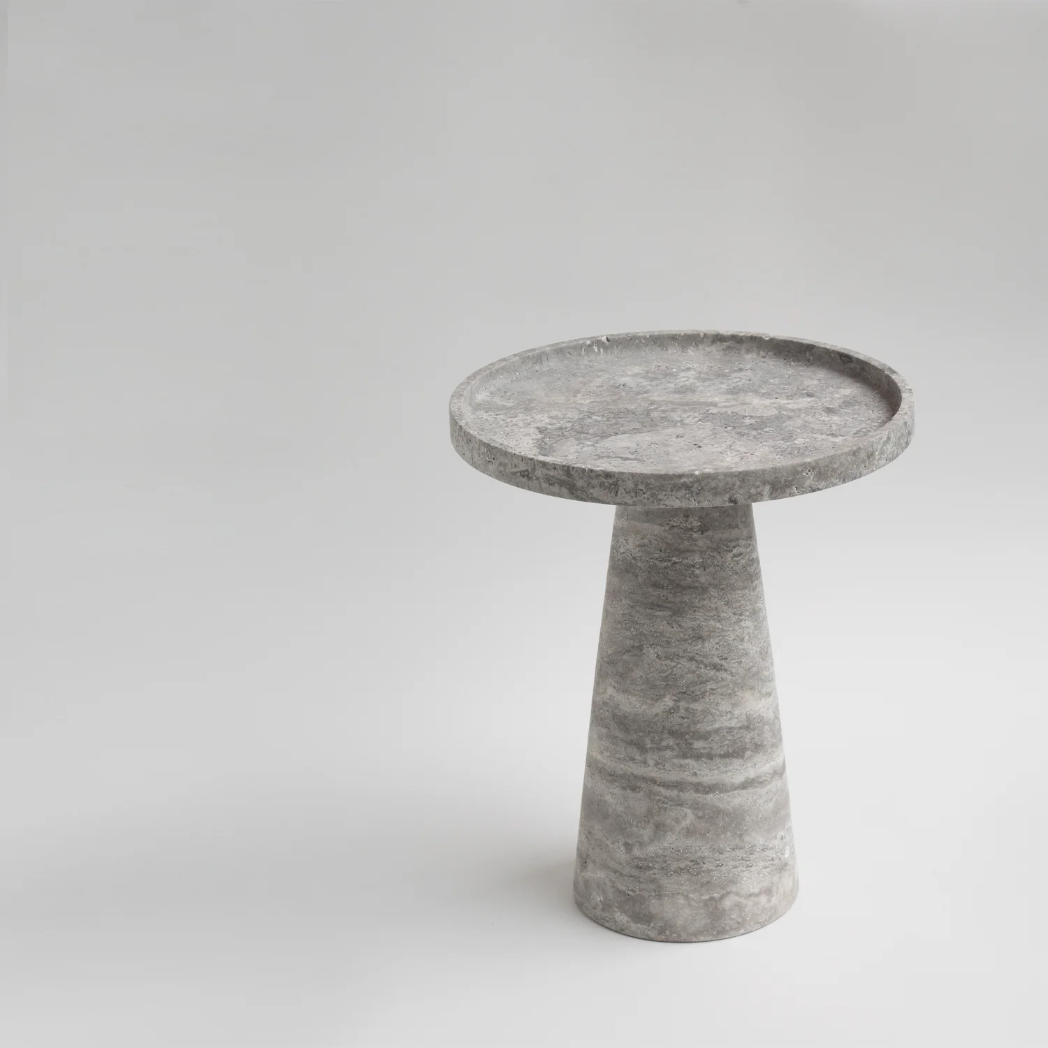 SILVER TRAVERTINE CONE SIDE TABLE - Image 3