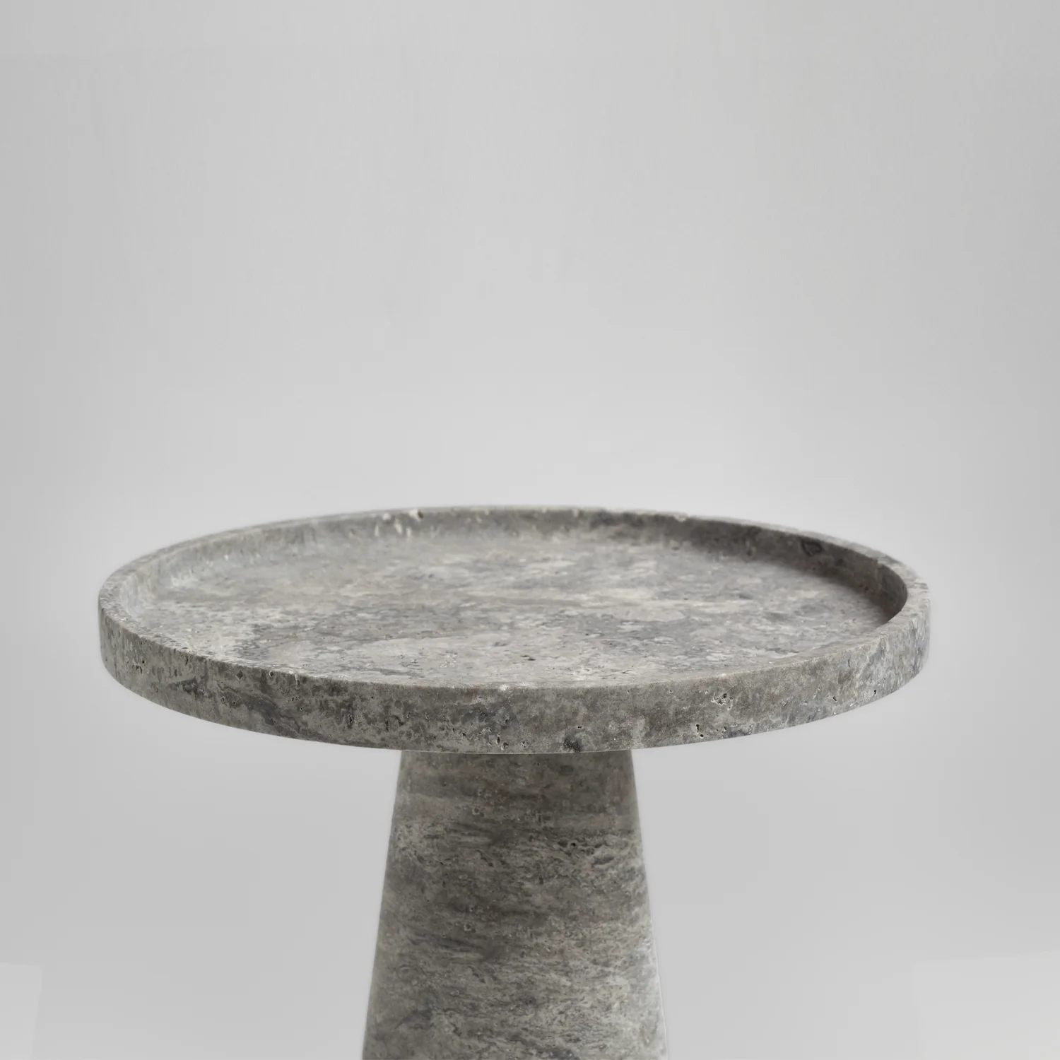SILVER TRAVERTINE CONE SIDE TABLE - Image 4