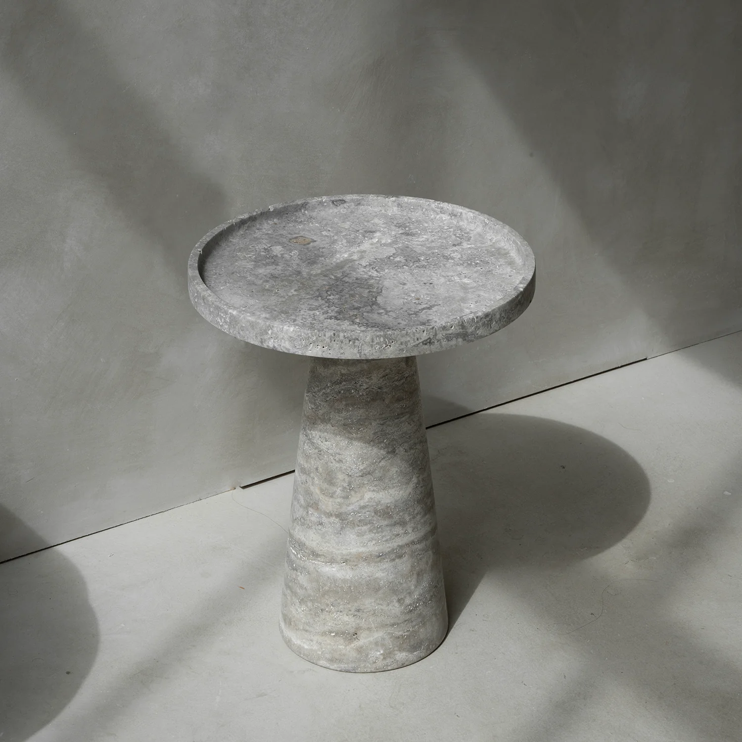 SILVER TRAVERTINE CONE SIDE TABLE - Image 5