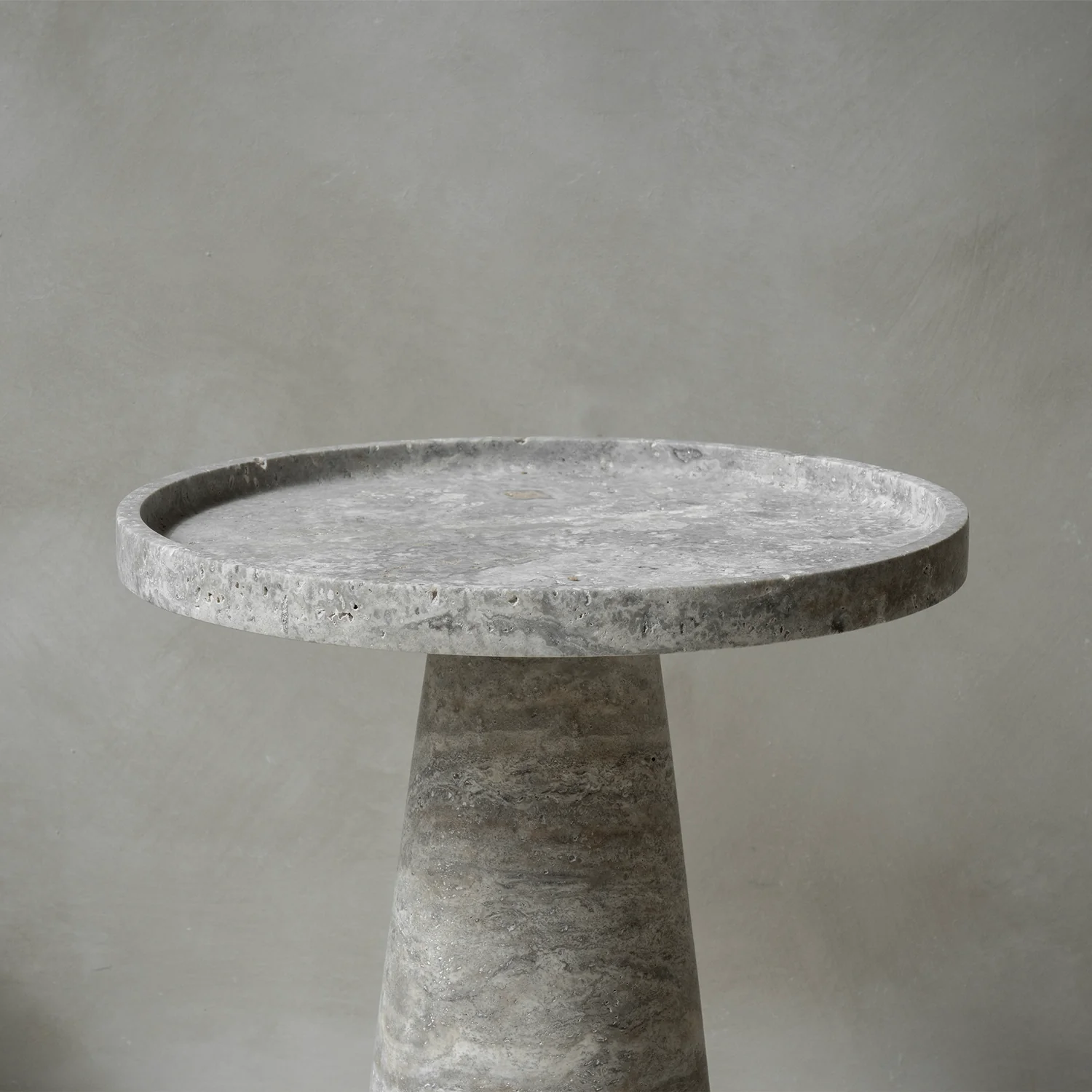SILVER TRAVERTINE CONE SIDE TABLE - Image 6