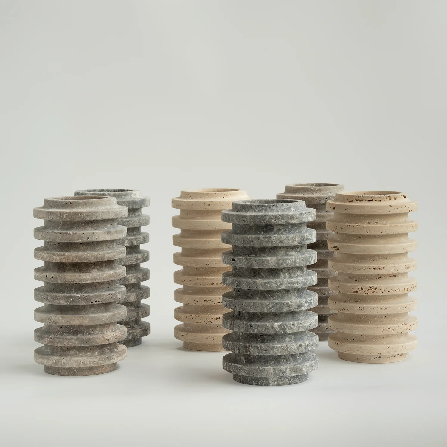 SILVER TRAVERTINE LAYER VASE - Image 3