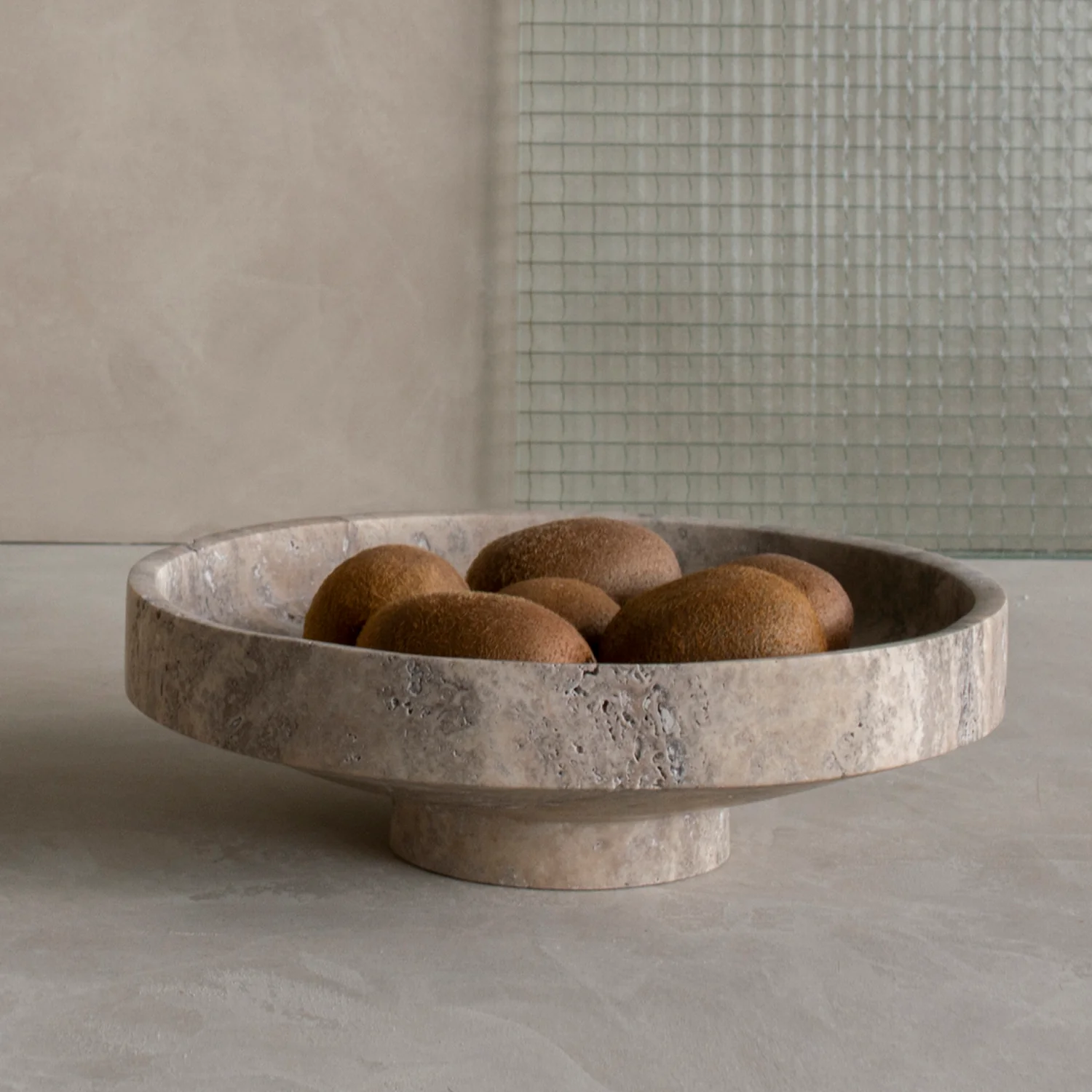 SILVER TRAVERTINE NARROW BOWL - Image 4