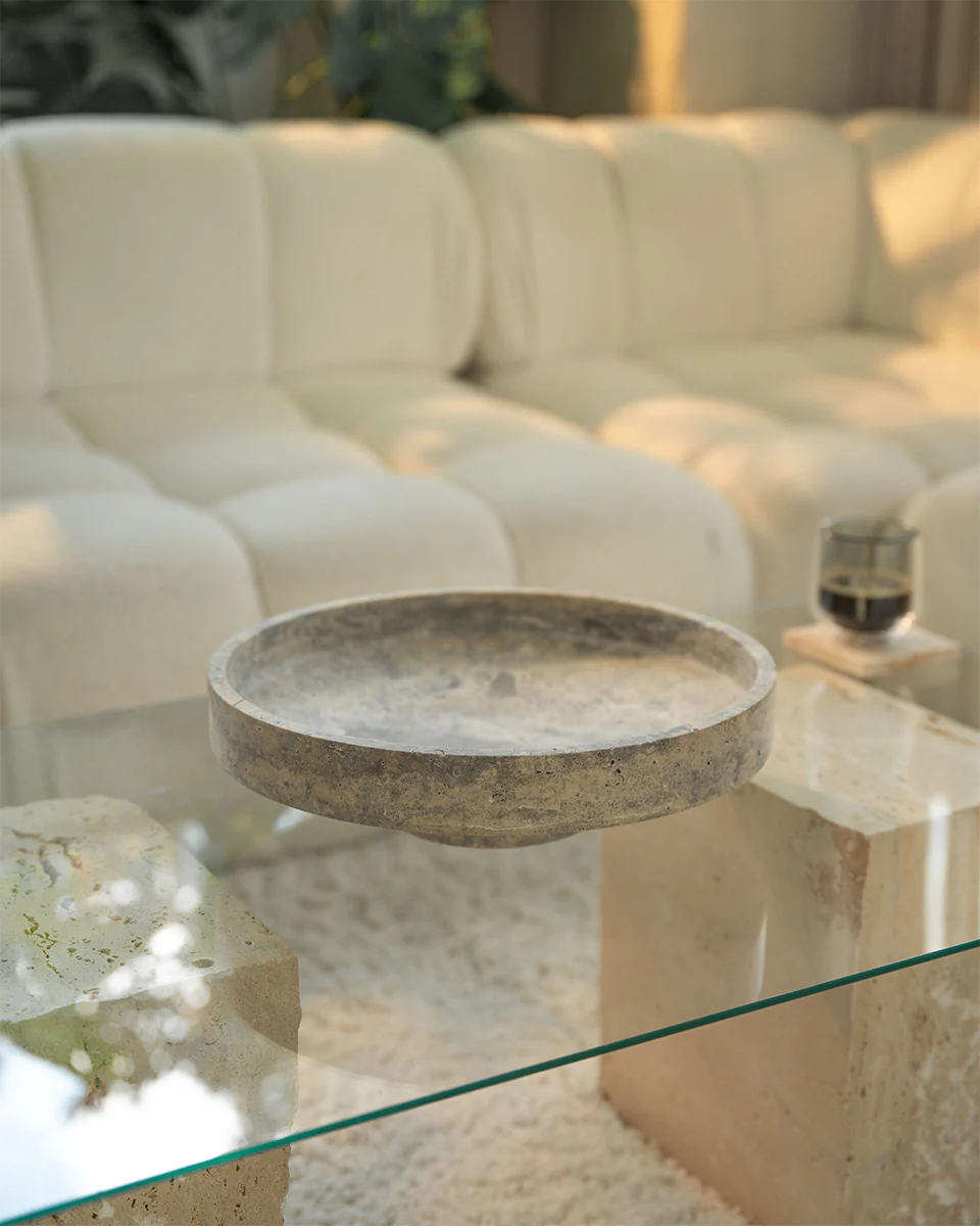 SILVER TRAVERTINE NARROW BOWL XL - Image 9