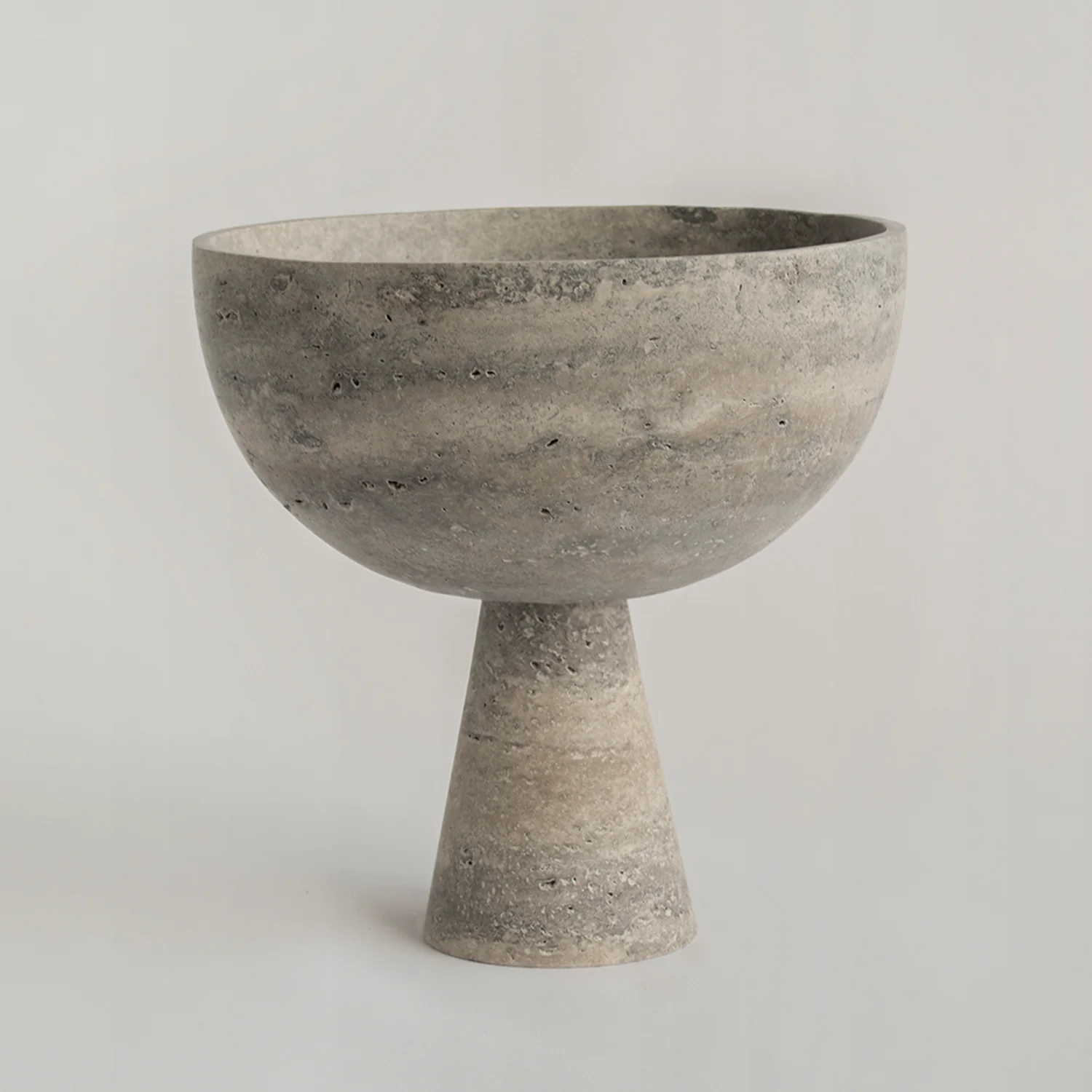 SILVER TRAVERTINE PEDESTAL BOWL XL - Image 3