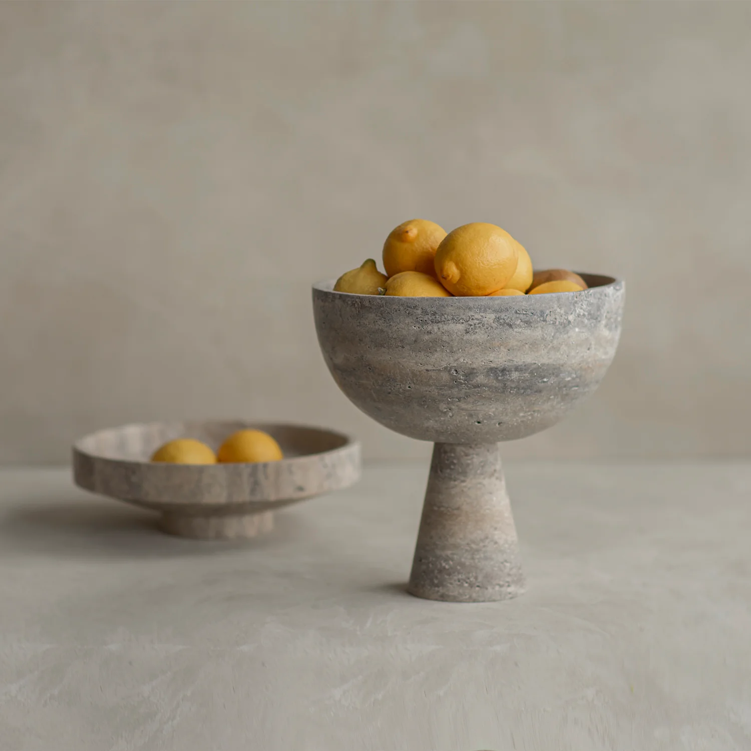 SILVER TRAVERTINE PEDESTAL BOWL XL - Image 4