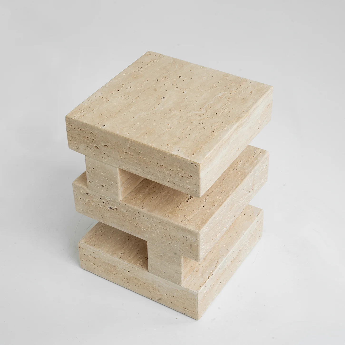 'S Y N C' TRAVERTINE SIDE TABLE - Image 4
