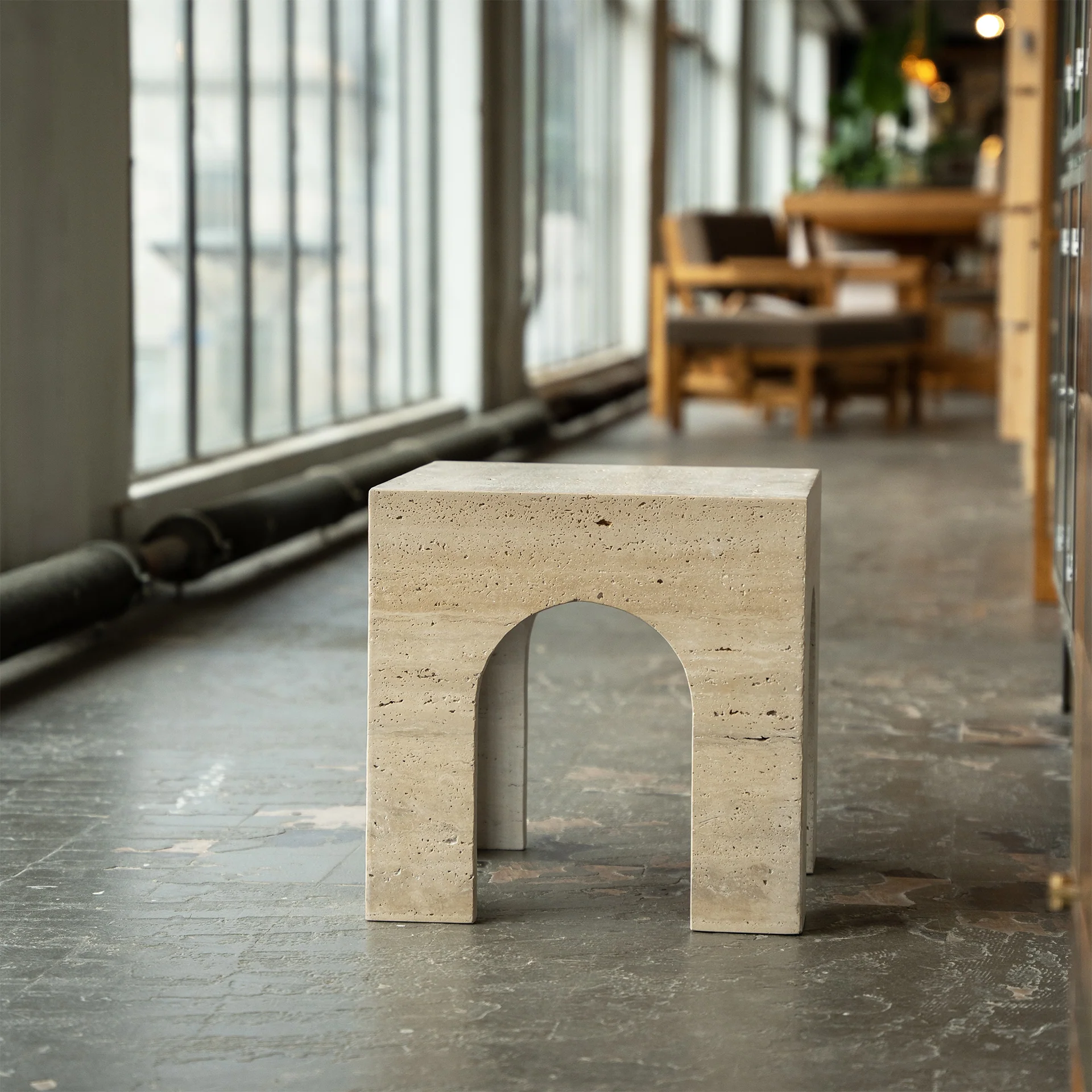 TRAVERTINE ARCH SIDE TABLE - Image 5