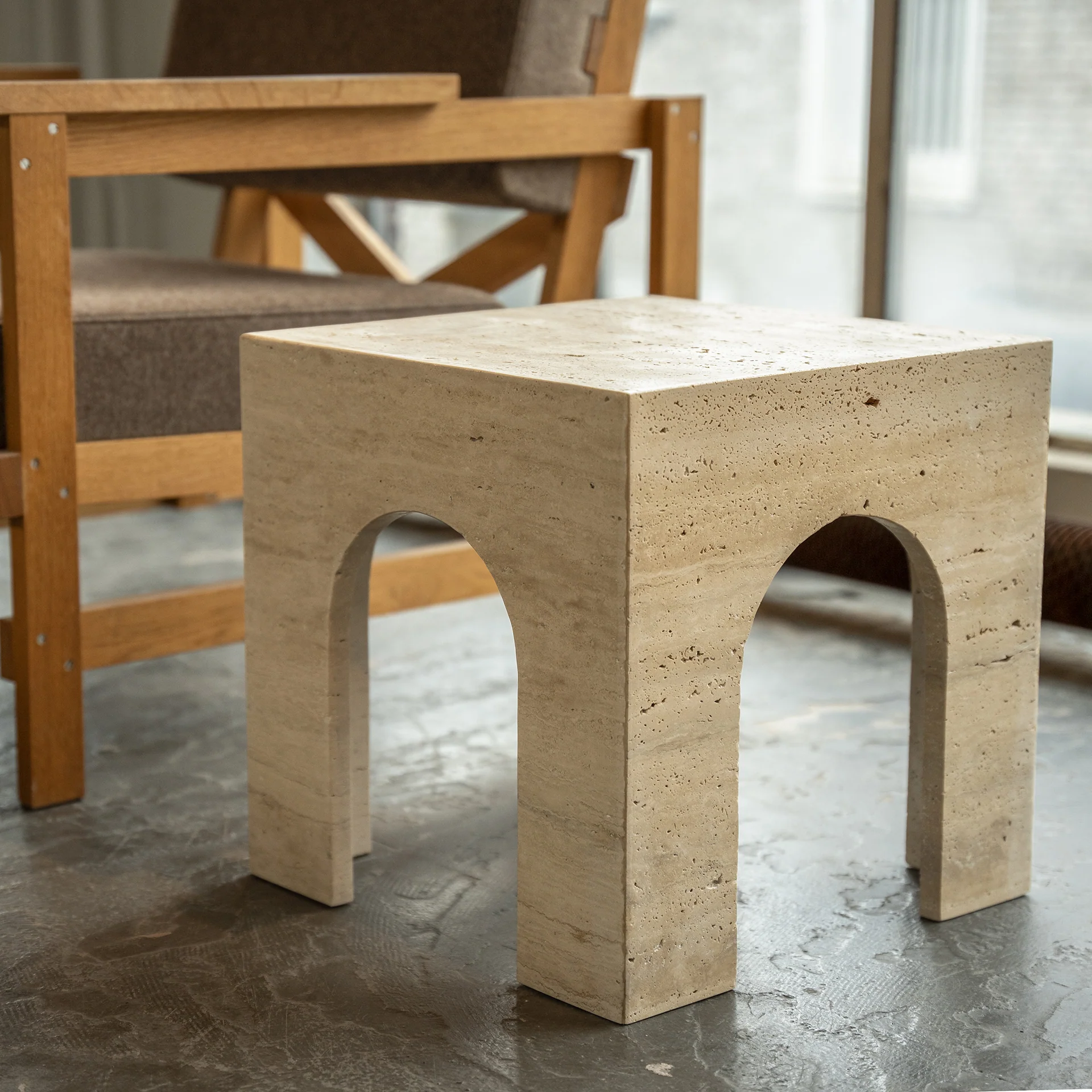 TRAVERTINE ARCH SIDE TABLE - Image 7