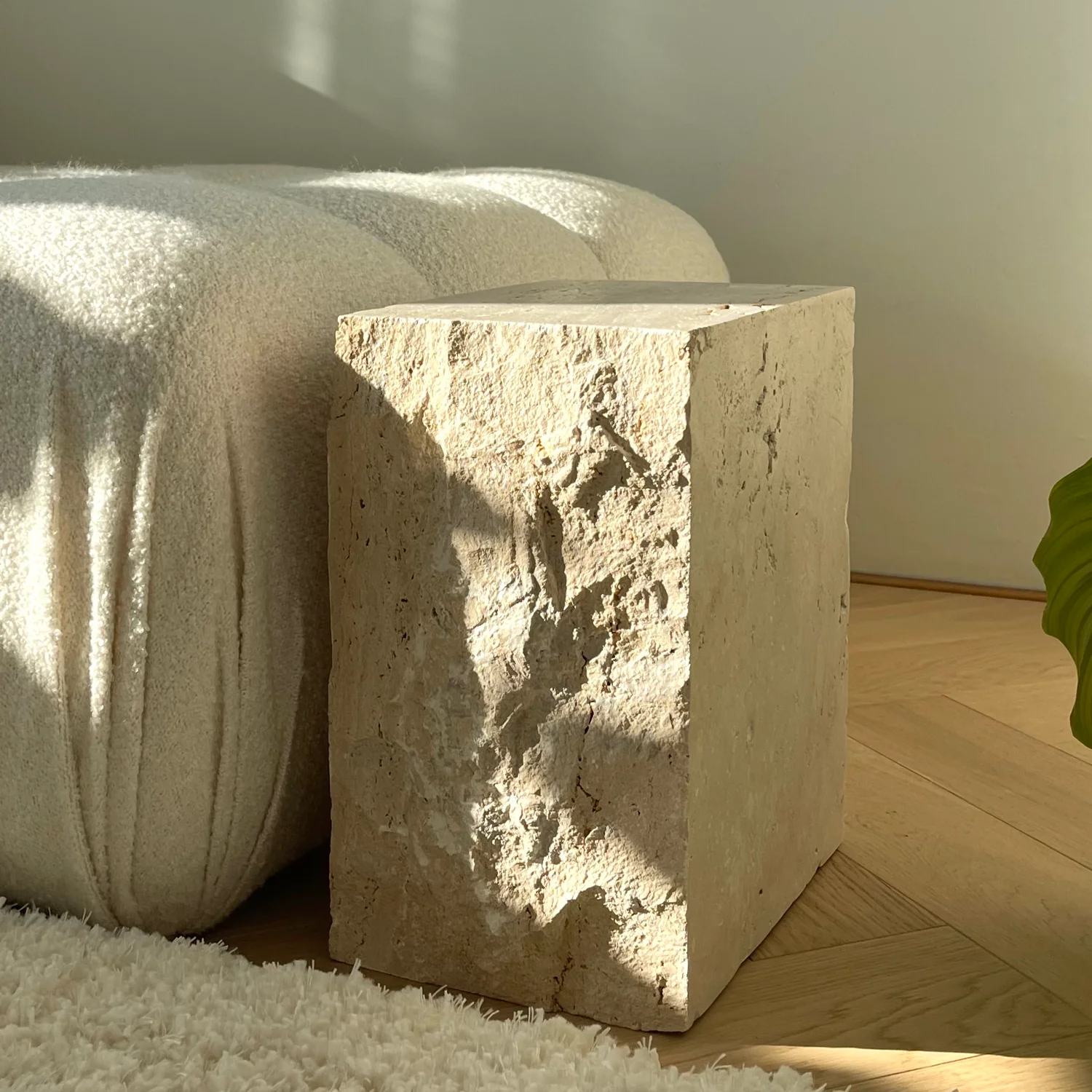TRAVERTINE BLOCK SIDE TABLE - Image 3