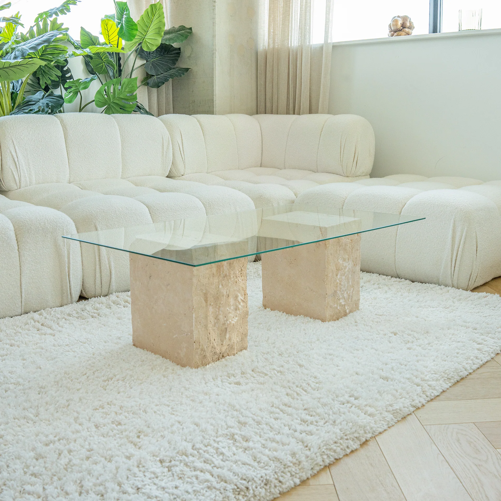 TRAVERTINE BLOCK SIDE TABLE - Image 4