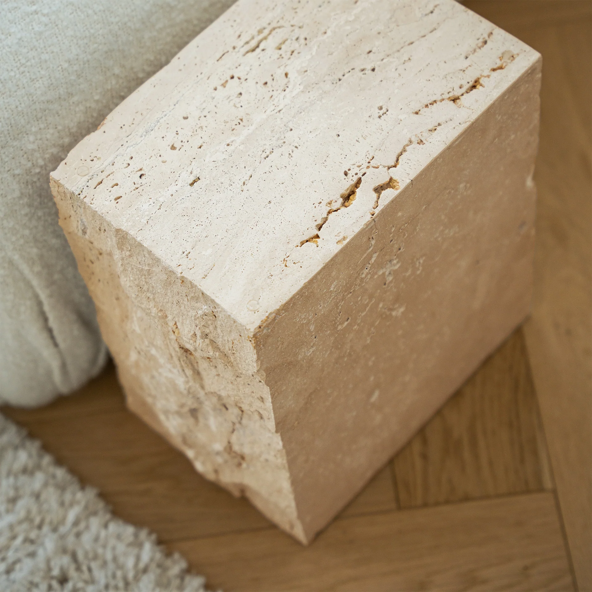 TRAVERTINE BLOCK SIDE TABLE - Image 5