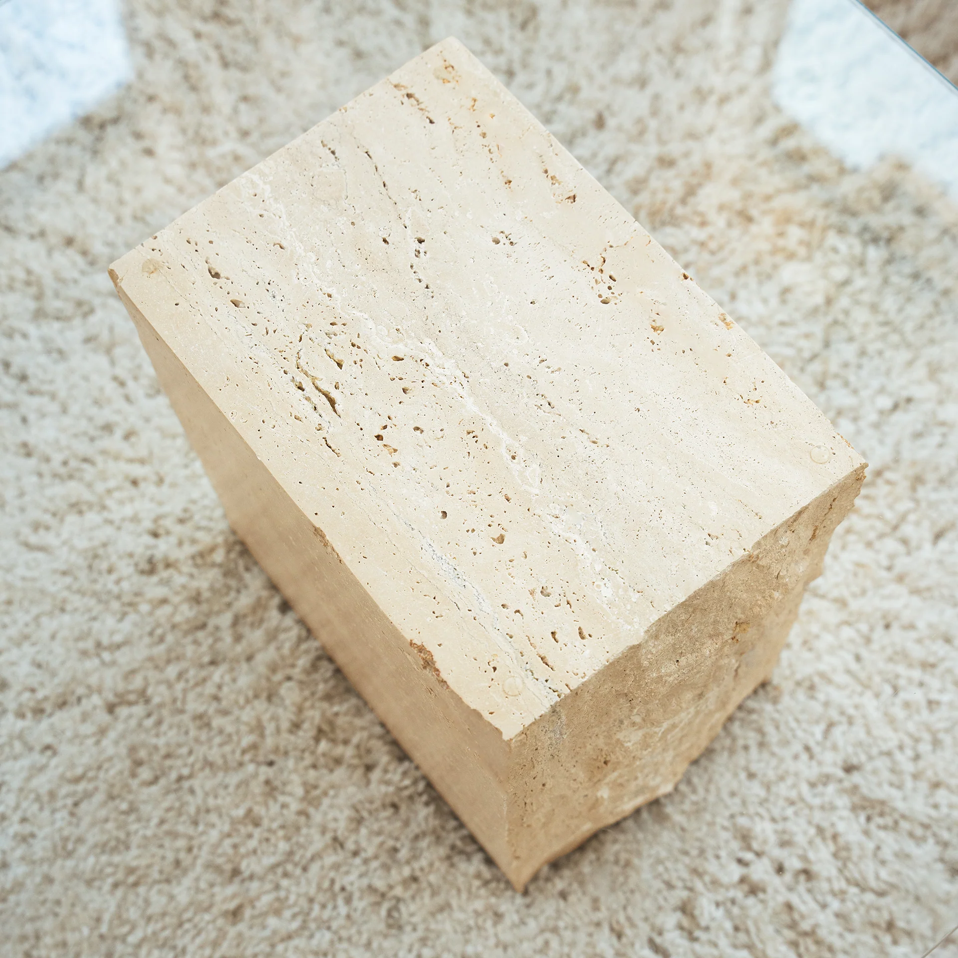 TRAVERTINE BLOCK SIDE TABLE - Image 7