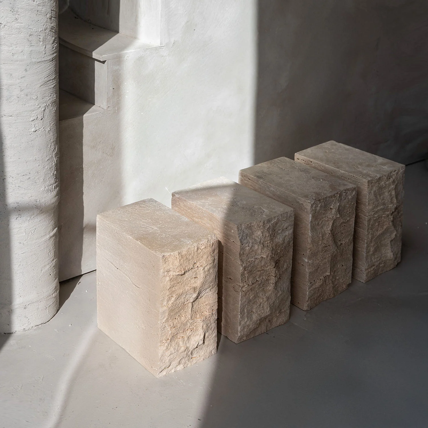 TRAVERTINE BLOCK SIDE TABLE - Image 9