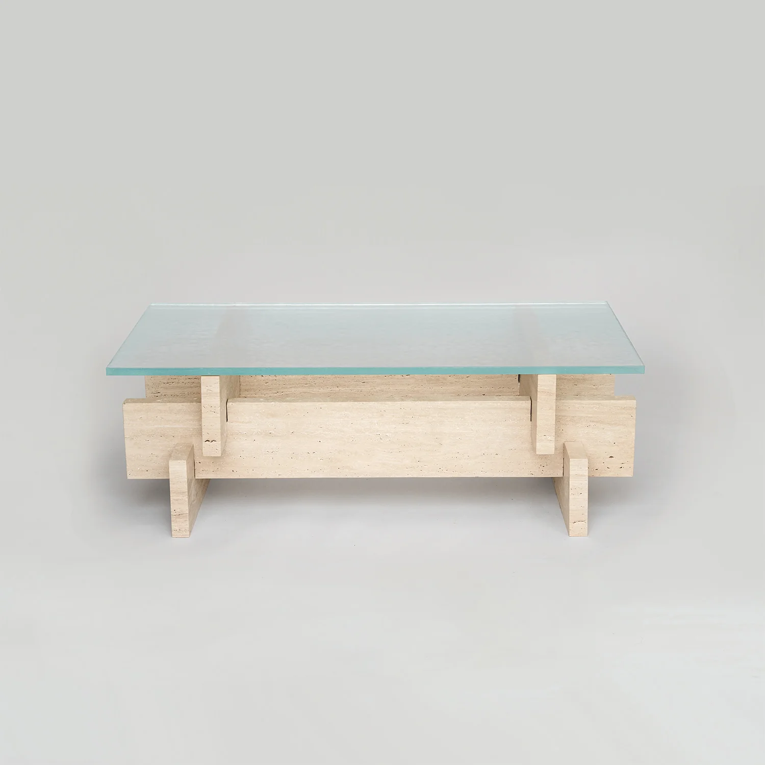 TRAVERTINE - GLASS COFFEE TABLE 'BERLIN' - Image 3