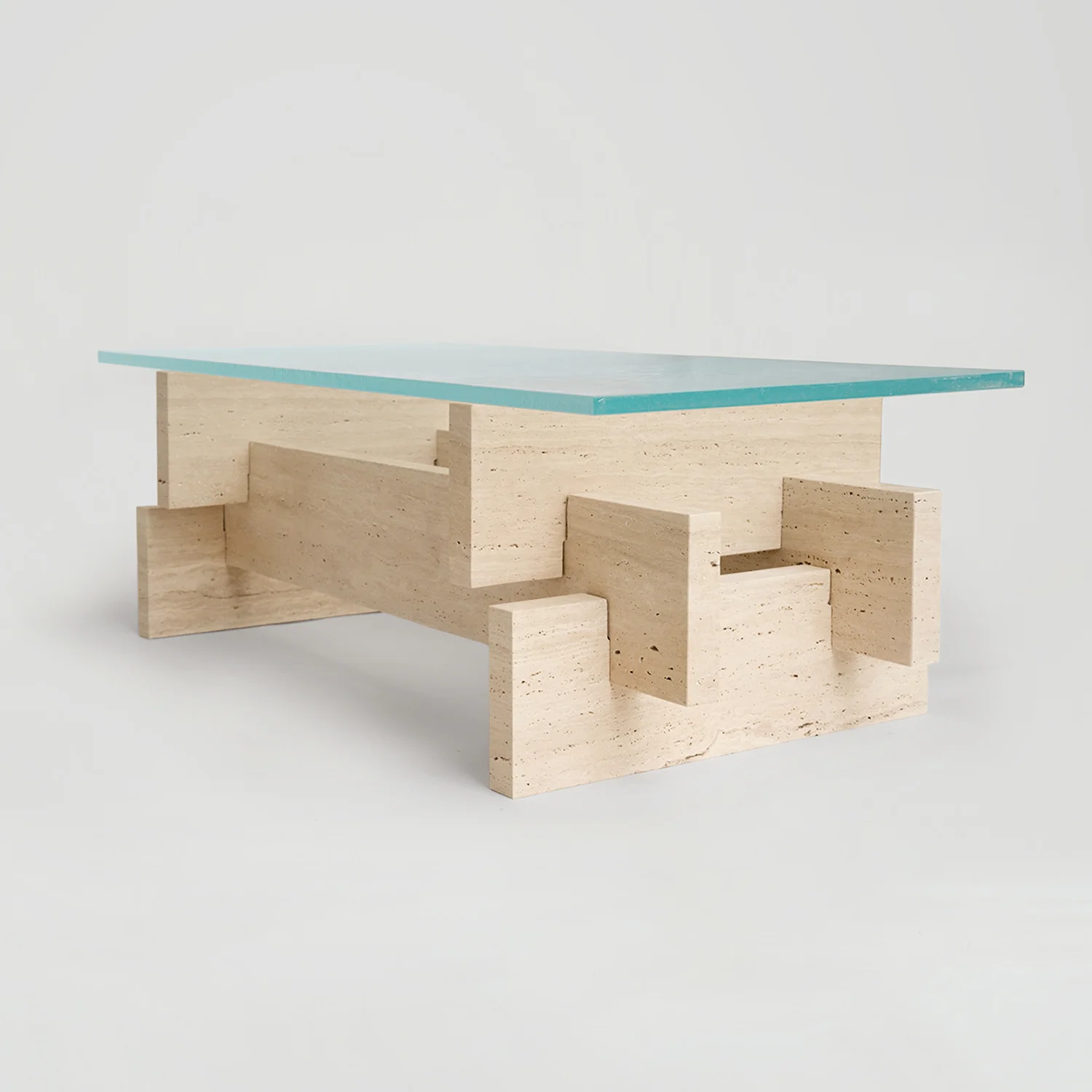 TRAVERTINE - GLASS COFFEE TABLE 'BERLIN' - Image 5