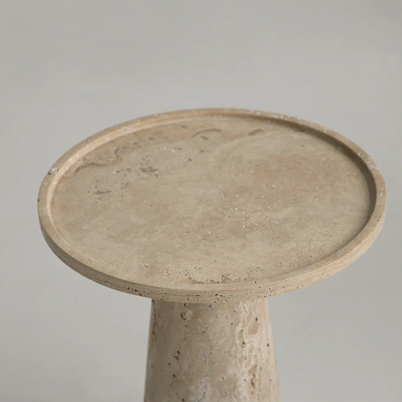TRAVERTINE CONE SIDE TABLE - Image 3