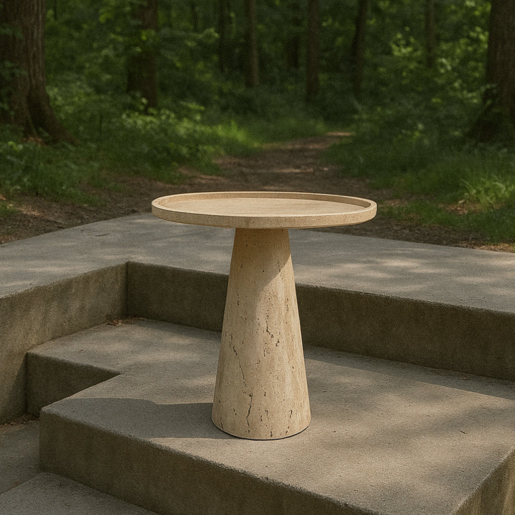 TRAVERTINE CONE SIDE TABLE - Image 4