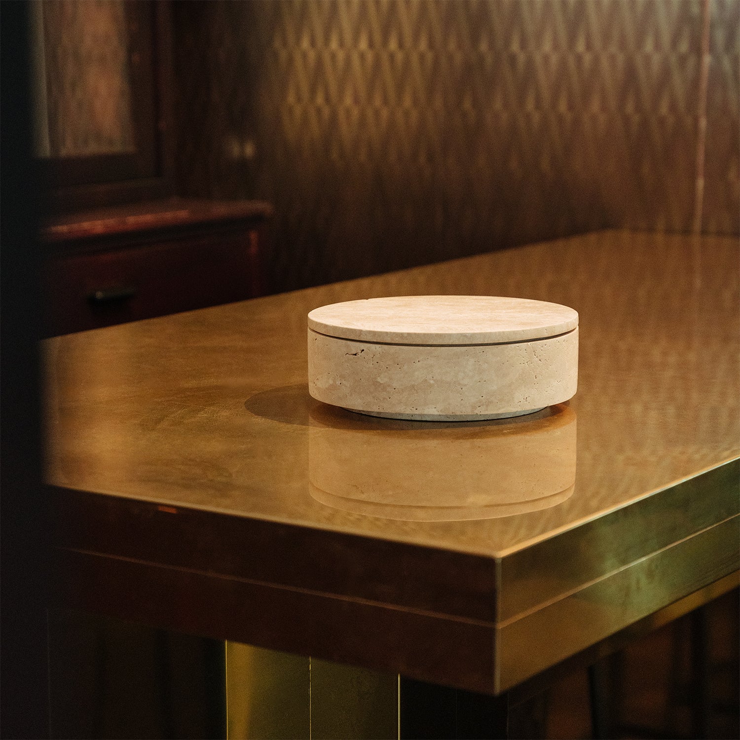 TRAVERTINE CYLINDER BOWL WITH LID - Image 6