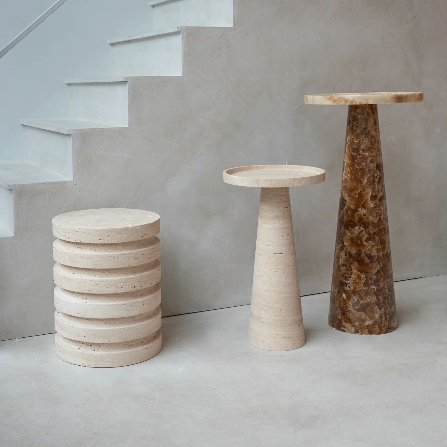 TRAVERTINE LAYER STOOL - SIDE TABLE - Image 3