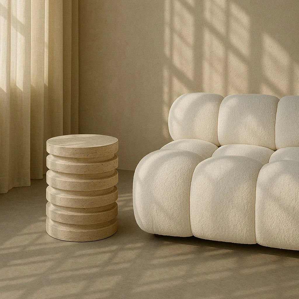 TRAVERTINE LAYER STOOL - SIDE TABLE - Image 5