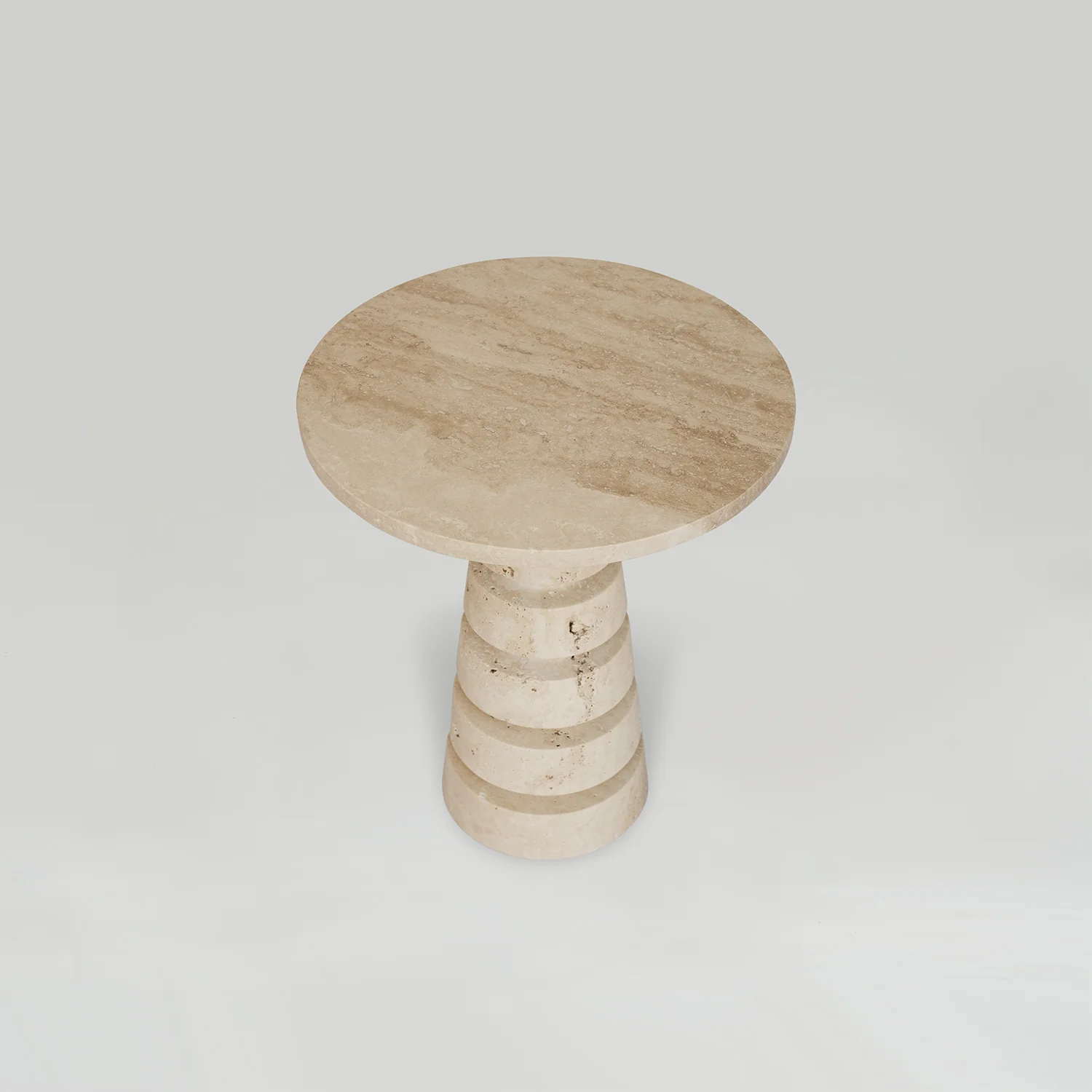 TRAVERTINE 'LAYERED CONE' SIDE TABLE - Image 3