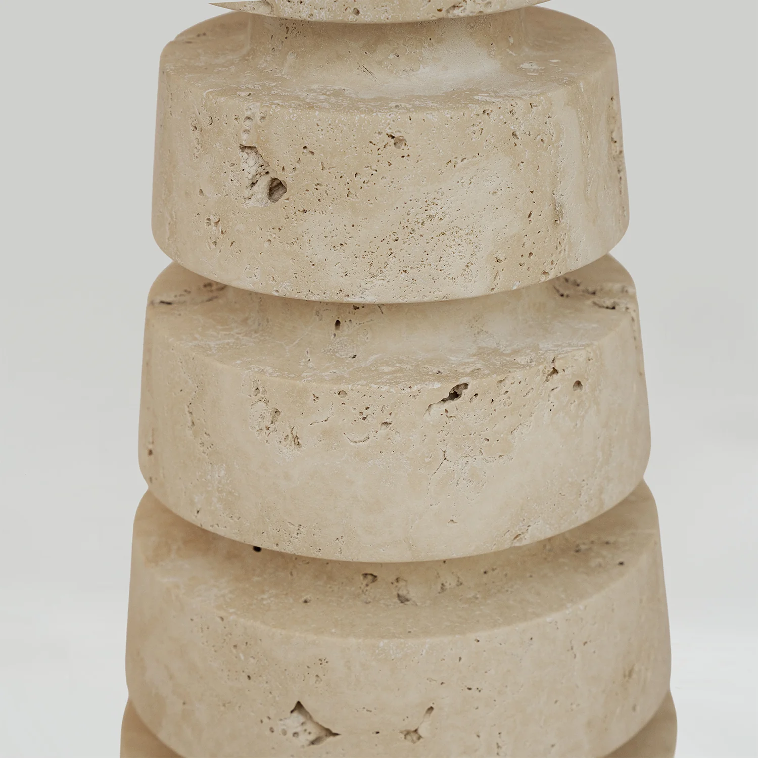 TRAVERTINE 'LAYERED CONE' SIDE TABLE - Image 5