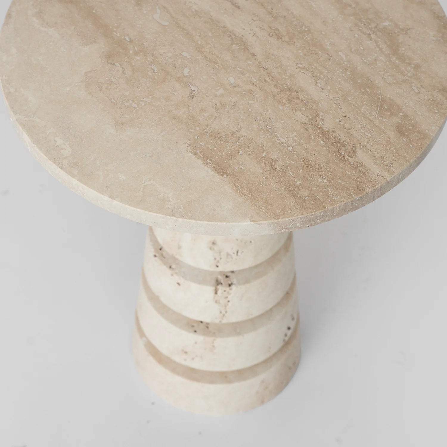 TRAVERTINE 'LAYERED CONE' SIDE TABLE - Image 7