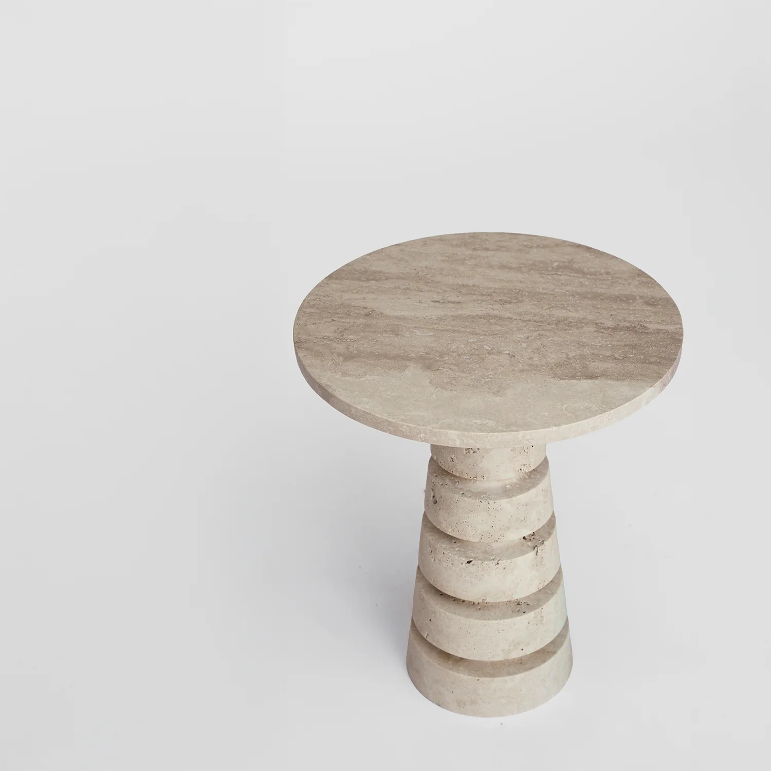 TRAVERTINE 'LAYERED CONE' SIDE TABLE - Image 9