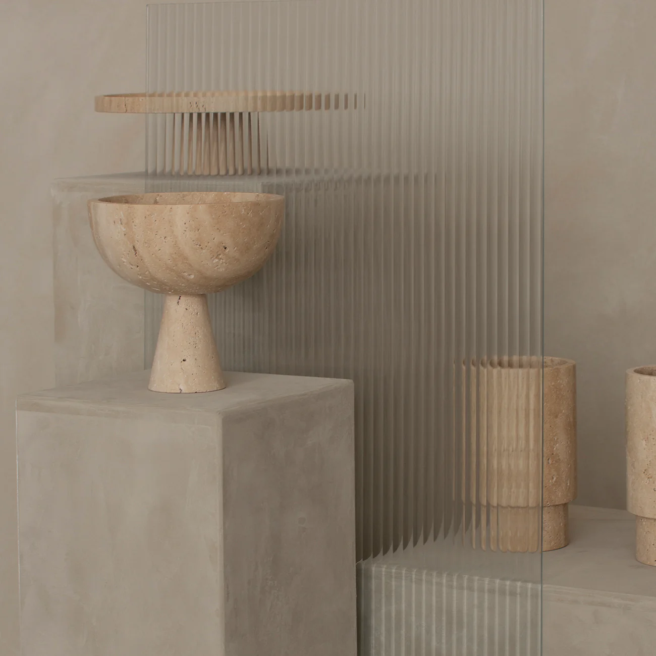 TRAVERTINE PEDESTAL BOWL XL - Image 4