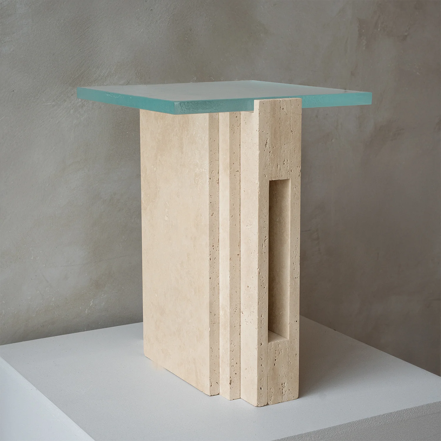 TRAVERTINE - GLASS SIDE TABLE 'LLOYD' - Image 3