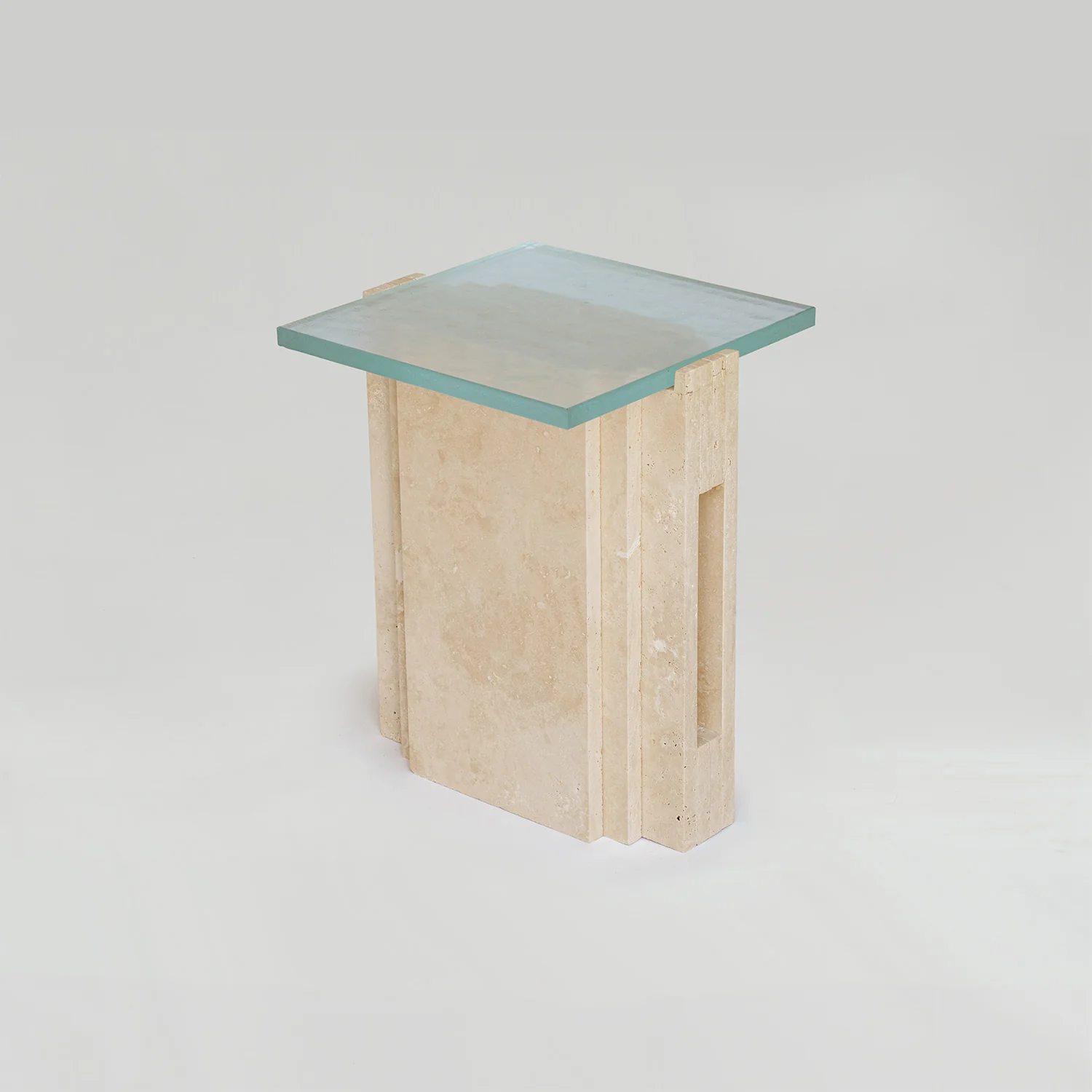 TRAVERTINE - GLASS SIDE TABLE 'LLOYD' - Image 6